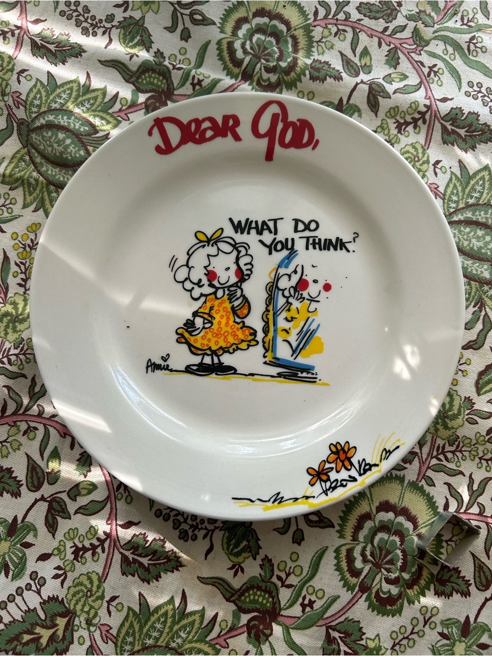 Royal Norfolk White Plate with Red Script and Yellow Illustration